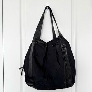 Rebecca Minkoff M.A.B. Nylon Drawstring Tote Bag Large Drawstring Closure Black